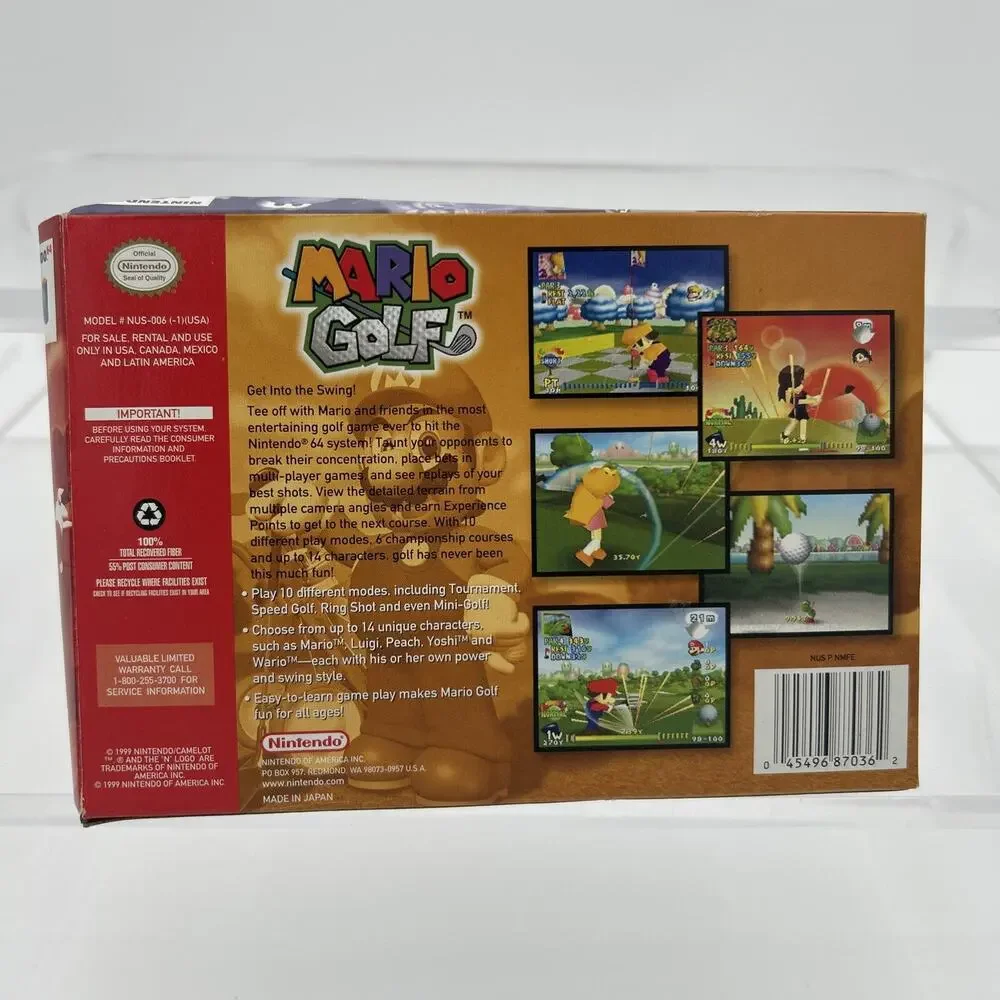 Mario Golf N64 Nintendo 64 Very Rare, Original Box Complete In Box + Case